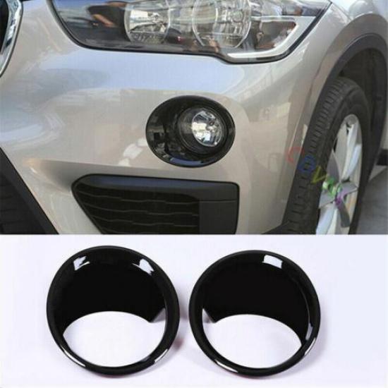 Black ABS Exterior Front Fog Light Lamp Cover Trim Fit For BMW X1 F48 2016-2021