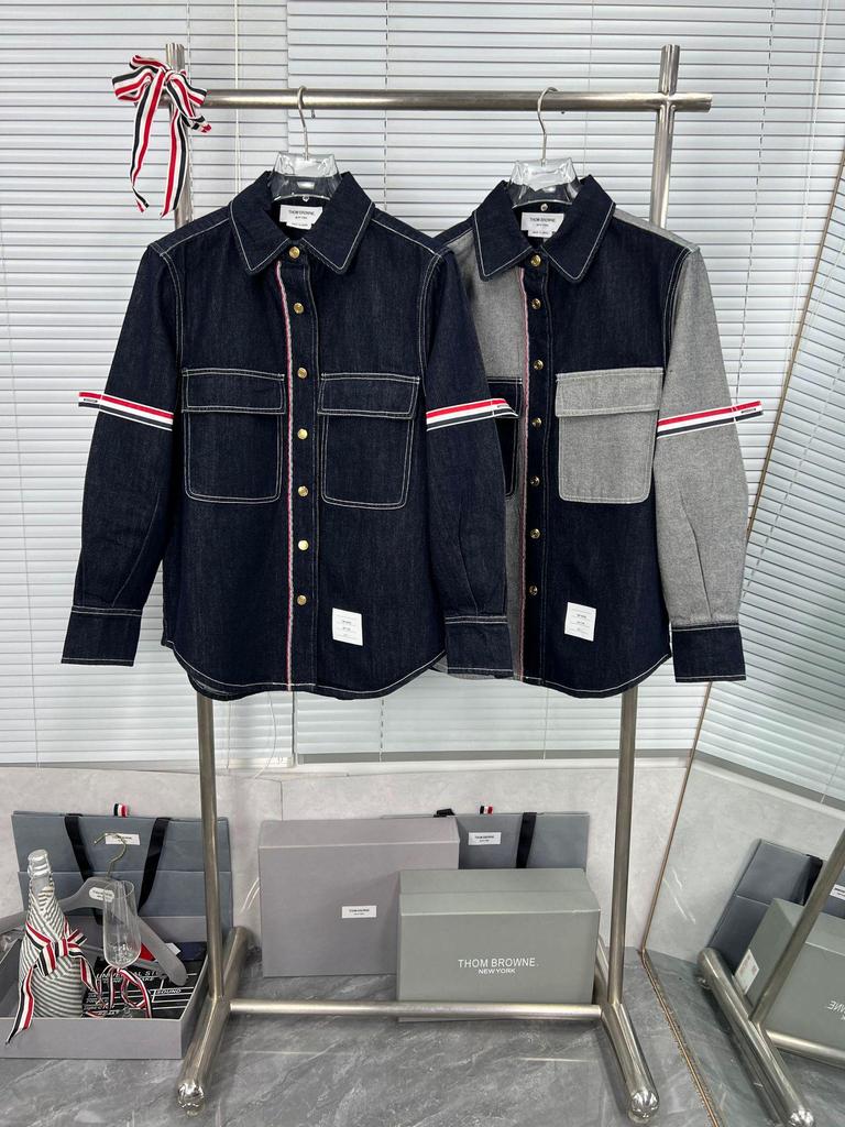 High Version Double-Sided Webbing Stripe Denim Jacket with Lapel for Men and Women