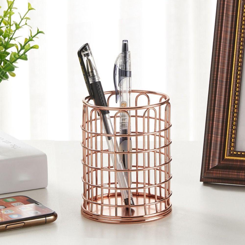 Metal Pen Holder Scandinavian Style Office Storage Exquisite Cosmetic Brush Storage Bucket