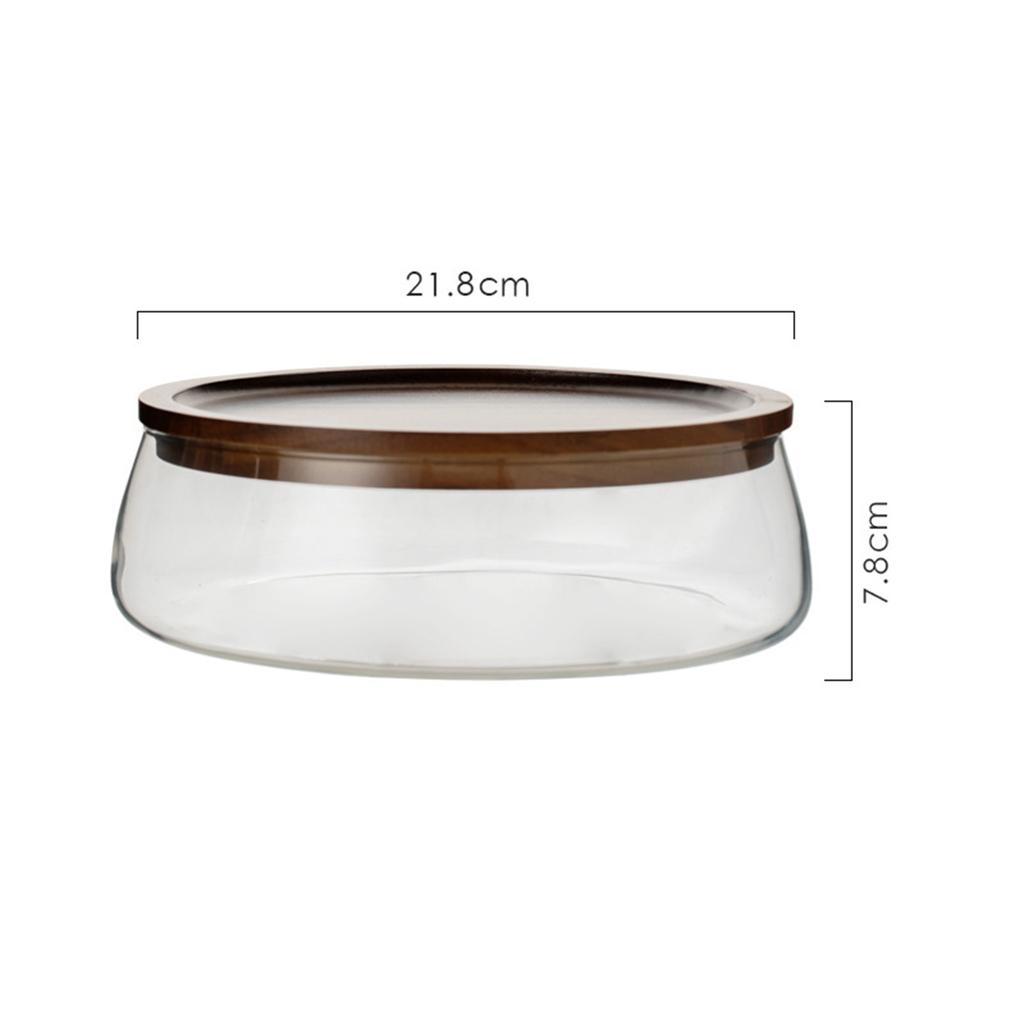 Glass Bowl with Wood Plate Fruit Nut Dried Candy Serving Tray Storage Box with Lid Dry Fruits Container Home Kitchen Supplies