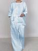 Round Neck Satin Layered Design Top and Wide Leg Pants Set