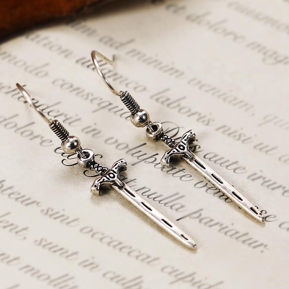 1 Pair of  Punk Dark Longsword Earrings Vintage Jewelry