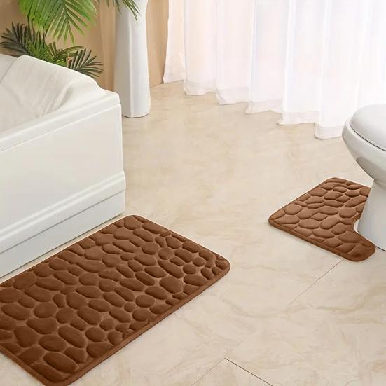 2 шт./компл. коврик для ванной комнаты с тисненым камнем, противоскользящий нижний коврик для ванной комнаты, очень толстый впитывающий коврик для ванной