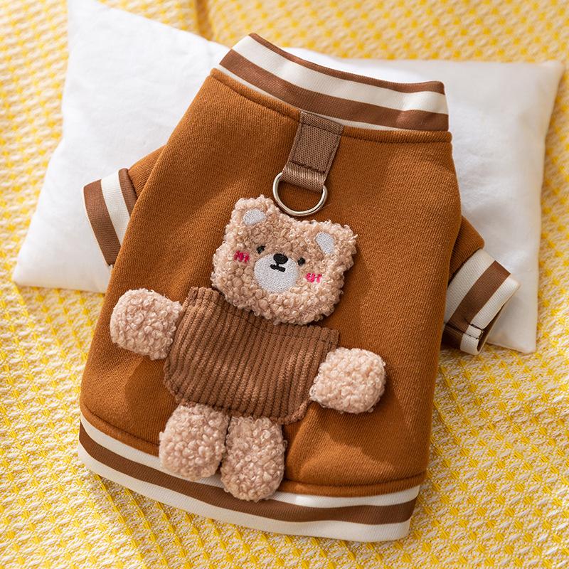 Осенне-зимний теплый и милый свитер с изображением безволосого кота в корейском стиле с карманом в виде трехмерного медведя для двух ног, одежда для собак и домашних животных