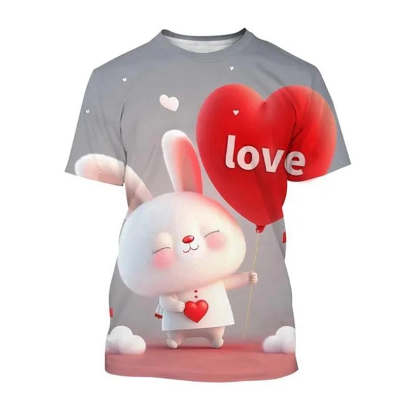 Летние милые мультяшные кролики 3D принт футболки женская уличная одежда повседневная мода Y2k футболка с коротким рукавом футболки с круглым вырезом топы одежда