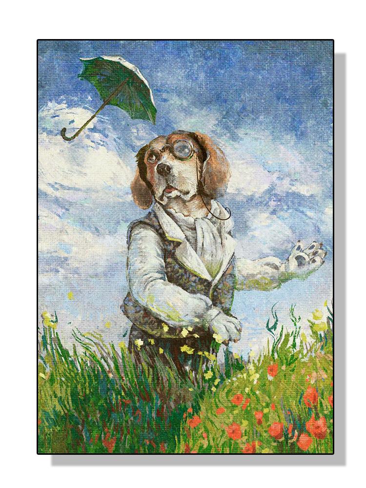 Винтажный бигль без зонтика, художественные постеры, холст, картина маслом, пейзаж, забавная собака, настенная картина для комнаты, домашний декор, Cuadros