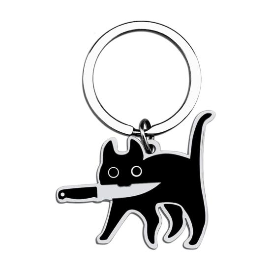 Брелок с подвеской в виде кошки для женщин и мужчин, любителей кошек, классный черный брелок с кошачьими вещами, автомобильные ключи, кошелек, подарок для дружбы