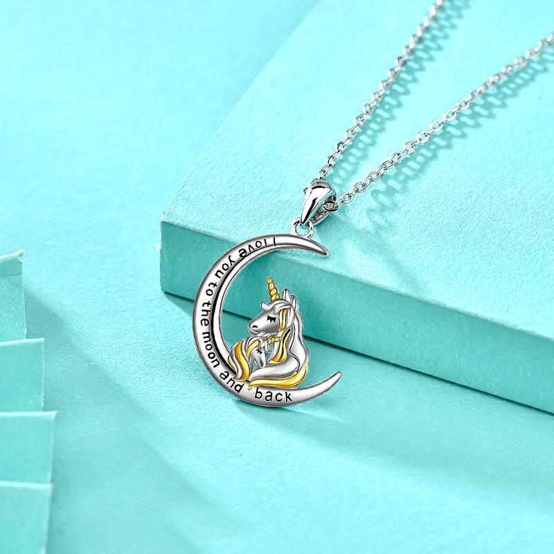 Ювелирные изделия, новое ожерелье из стерлингового серебра S925 с луной и единорогом, ожерелье с разделением цветов, креативная подвеска на день матери с гравировкой