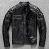 Первый слой коровьей кожи Натуральная кожа Мужская мотоциклетная кожаная куртка Мотоциклетный костюм Куртка