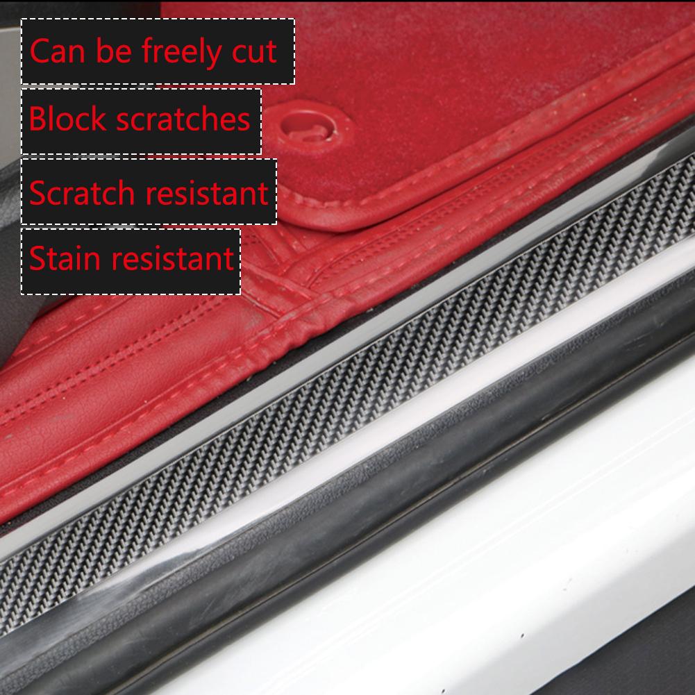 Защитные молдинги для автомобиля, наклейки, 1 м, универсальная резиновая полоска, автомобильный бампер, губа, карбоновое волокно, внешний вид, дверной порог