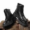 Fashion Motorcycle Boots Men's Casual Leather Shoes British Style Popular Fashion Thick Bottom High Top Hard-wearing Water Proof Boot