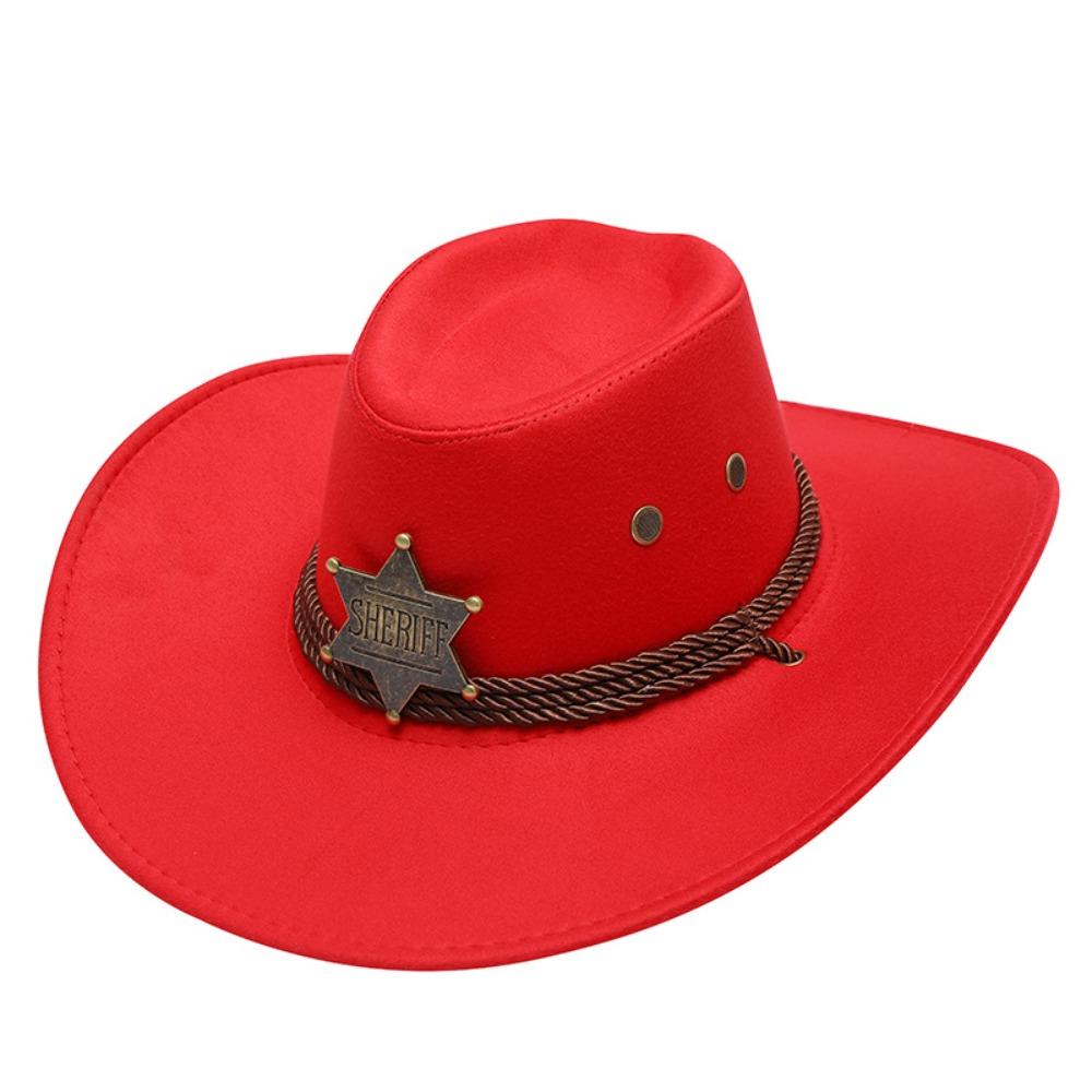 Retro Artificial Suede Beach Cowboy Hat Wide Brim Solid Color Party Cosplay Hat Sun Protection Breathable Sun Sunscreen Cap