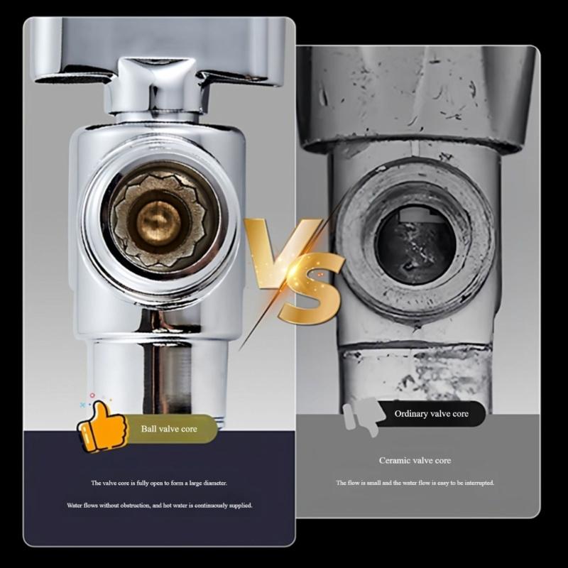 High Flows Angle Valves 1/2in Water Flows Control Valves Water Pipe Switches Hot/Cold Water Shut Off Valves Flows Restrictor
