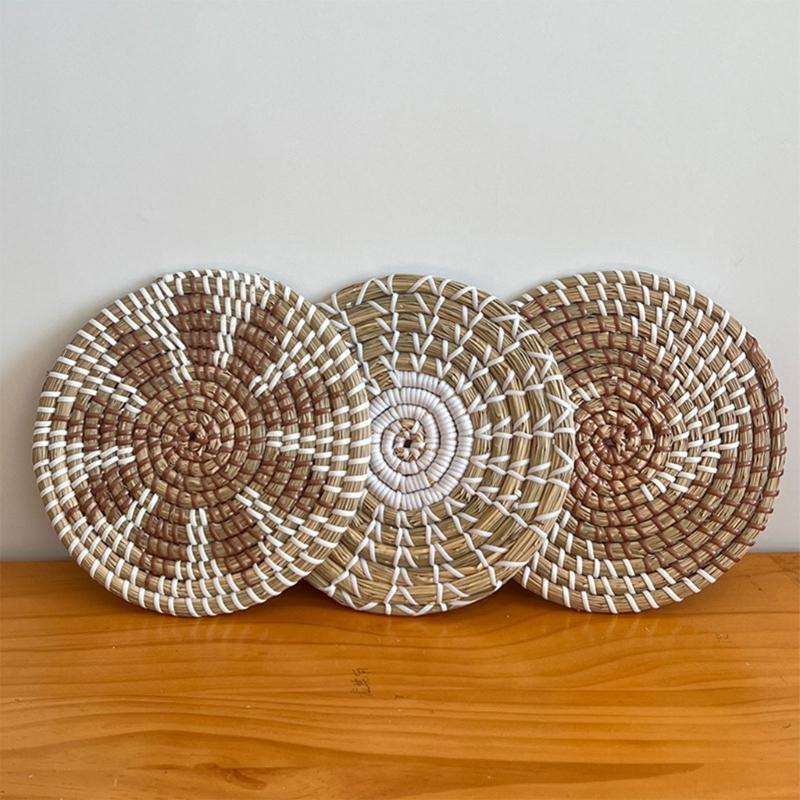 Богемный Этнический Круглый Настенный Декор Проживание в семье Гостиная Соломенное Плетение Подвесной Плетеный Фон Украшение