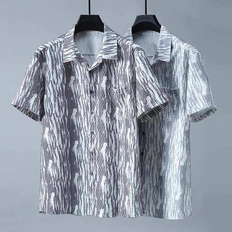 Мужские рубашки с коротким рукавом, летняя мода, большие размеры 4XL-11XL, полосатая рубашка большого размера, мужская рубашка