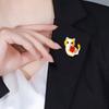 Female Fashion Enamel Cute Cat Brooches For Women Luxury Yellow Gold Color Alloy Animal Brooch Safety Pins
