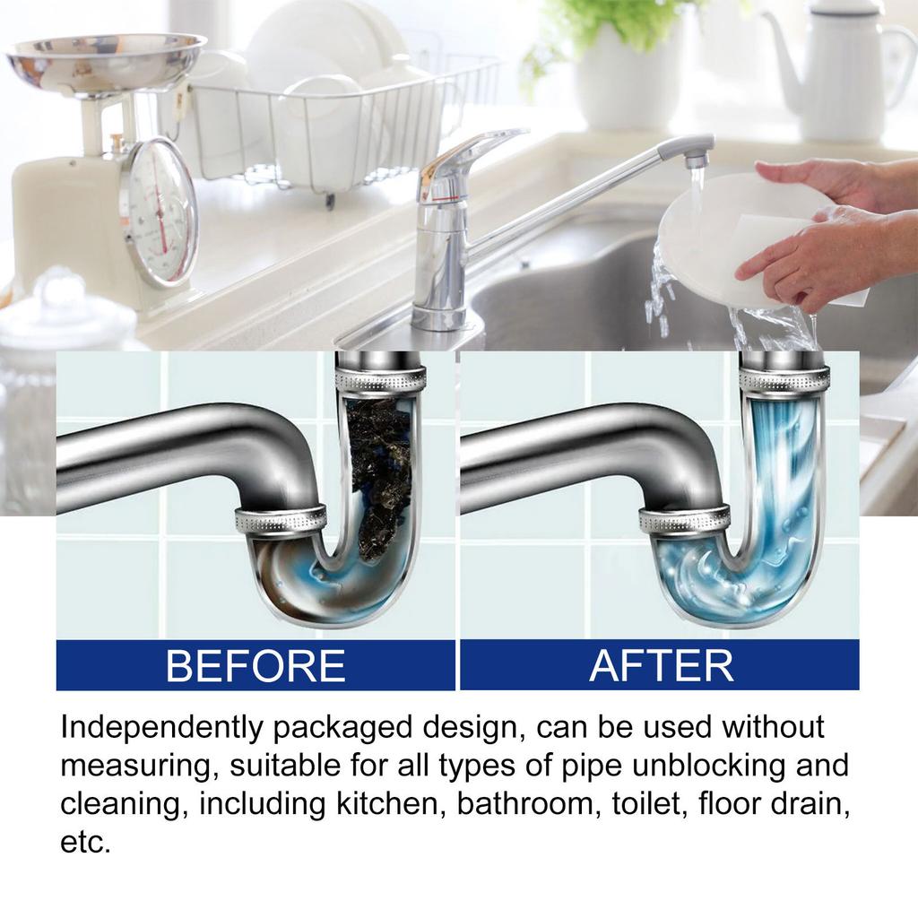 Fast Actings Drain Solution Sink Drain Powder Removes Grease Hair and Other Blockages with Ease for Home Restaurants