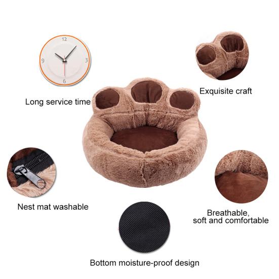 Lovely Paw Shape Dog Cats Pet Cushion Bed Warm Plush Soft Nests Kennel