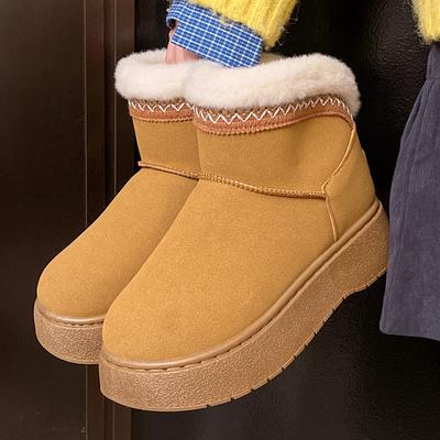 Пушистые зимние ботинки из меха для женщин, нескользящие плюшевые сапоги для снега, теплая хлопковая обувь на толстой подошве, женские ботильоны на платформе, женские ботинки 2025