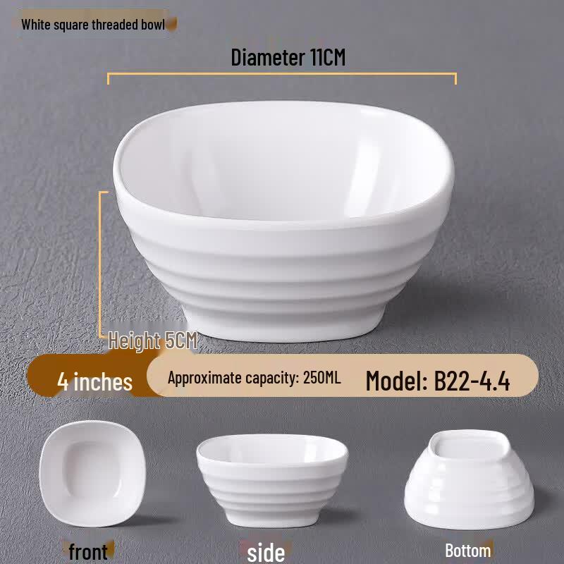 Minimalist Melamine Square Bowl Set