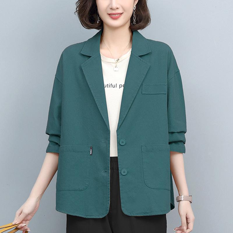 2024 Весна/Осень Блейзер свободного кроя с короткими рукавами для женщин среднего возраста - Корейский стиль, Модный, Молодящий