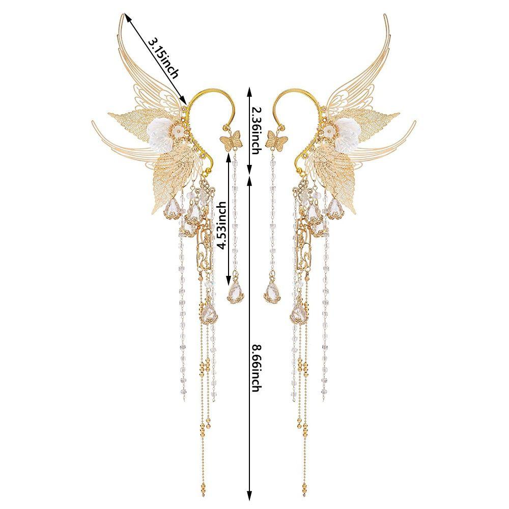 Каффы для ушей в виде эльфа с белым цветком, золотые манжеты для ушей в виде русалки для Хэллоуина, Рождества, свадьбы, вечеринки