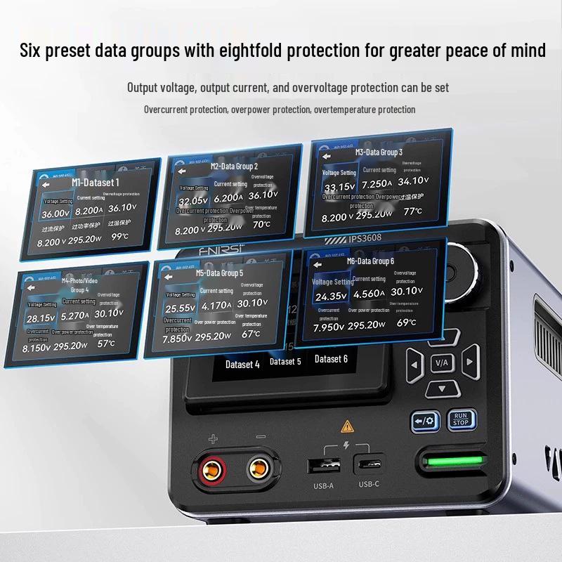 FNIRSI IPS3608 High-Power DC Adjustable Regulated Power Supply, 36V 8A with Host Computer Interface