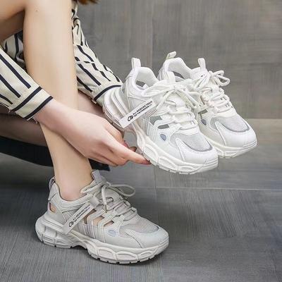 Неуклюжие кроссовки с сетчатой поверхностью, женские повседневные спортивные тонкие белые туфли, новые весенне-летние женские сандалии с закрытым носком и открытым носком