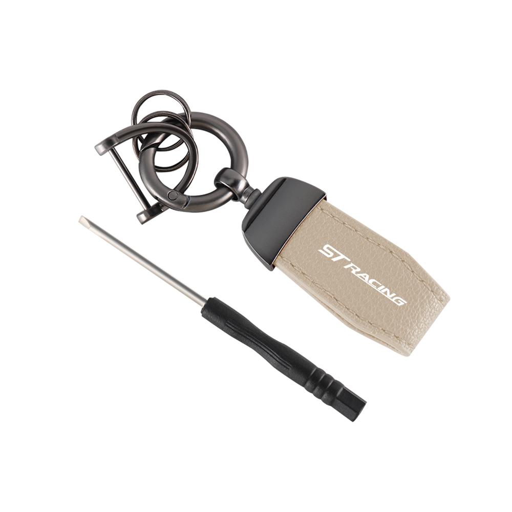 UENT8 Leather Car Keychain Key Chain Ring Pendant Styling Accessories For Ford Ranger Focus 3 Taurus Kuga Mustang Mondeo Fusion Escort