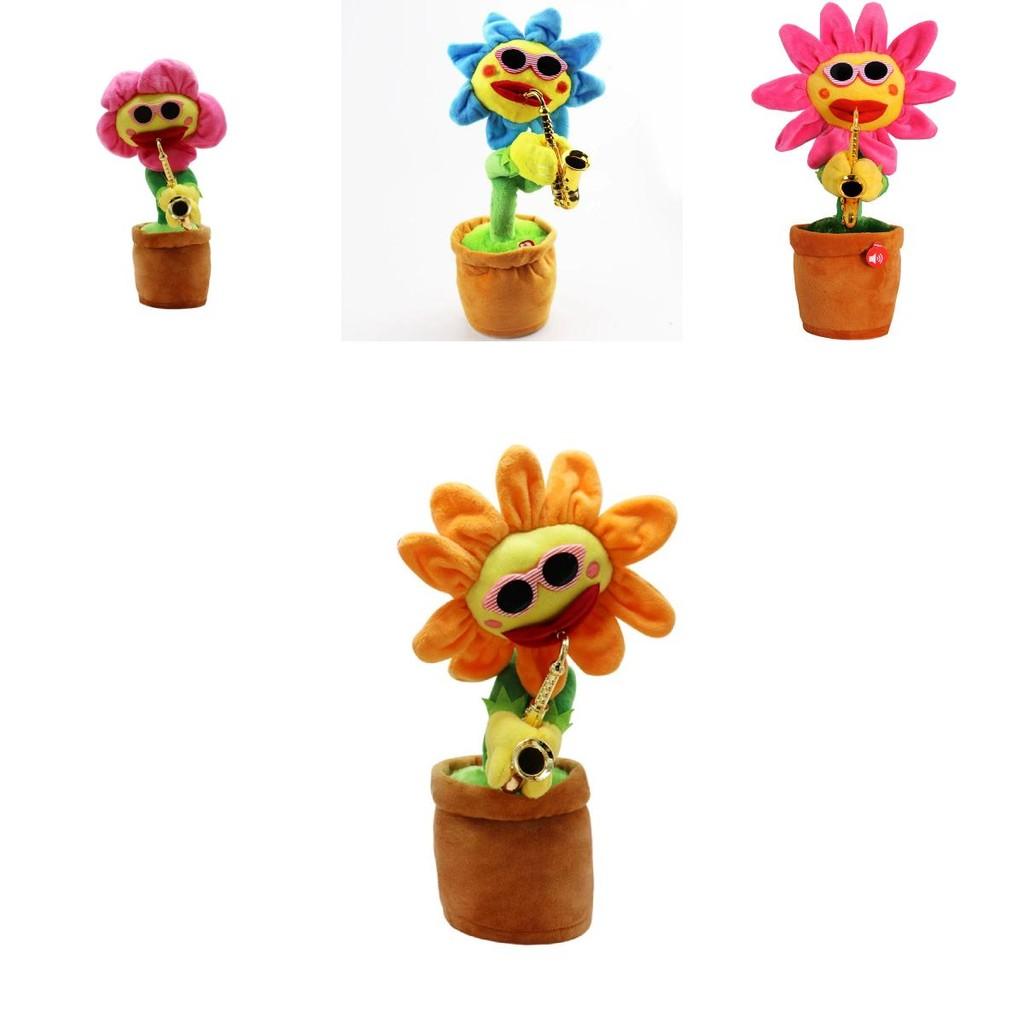 Saxophone Sunflower Plush Toy With Singing And Dancing Functions For Childrens Gift