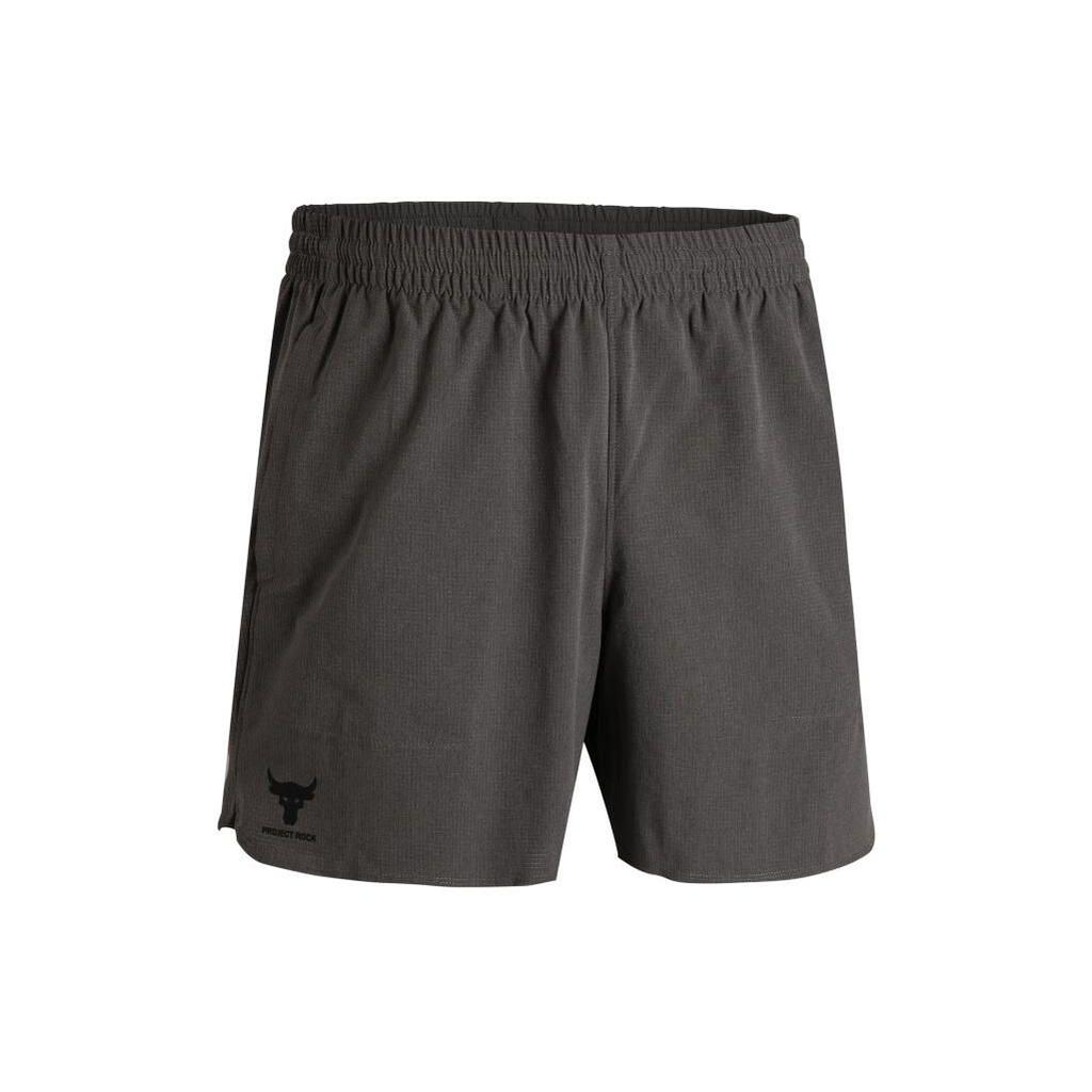 Under Armour Project Rock Solid Color Casual Mid Waist Sports Shorts Men Shorts Fresh-Terracotta Medium-Gray 1383214-176