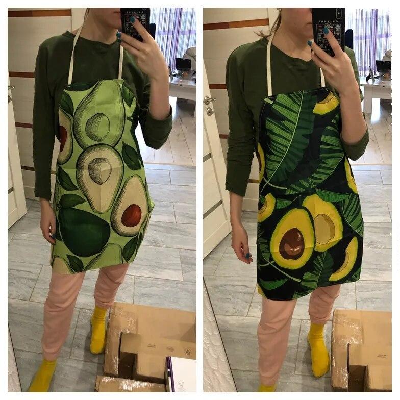 Льняной фартук, женский нагрудник с запеченной талией, фартук без рукавов для домашней кулинарии, кухонный фартук с тропическим принтом авокадо