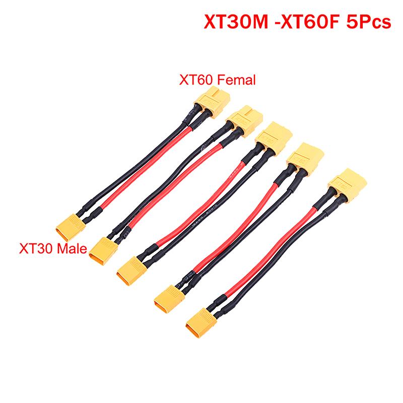 5 шт. Адаптер Xt60 на Xt30 Разъем Папа/Мама Кабель Силиконовый Провод 16AWG 100 мм для RC FPV Квадрокоптера Дрона
