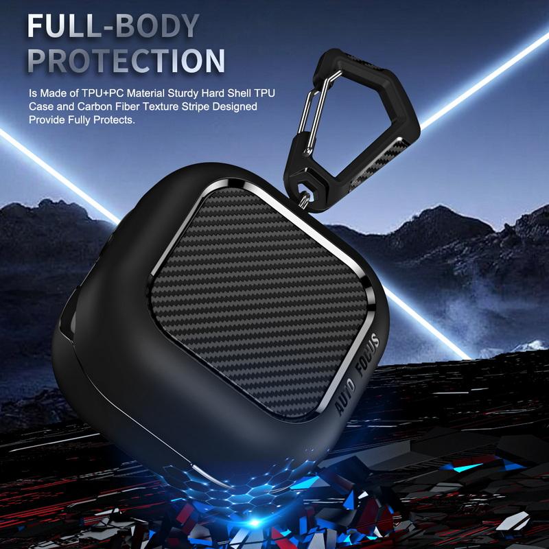 Чехол Buds 4 Pro с текстурой углеродного волокна Чехол-крышка для наушников Samsung Galaxy Buds 3 FE 4 Pro с брелоком Ударопрочный зарядный кейс для наушников