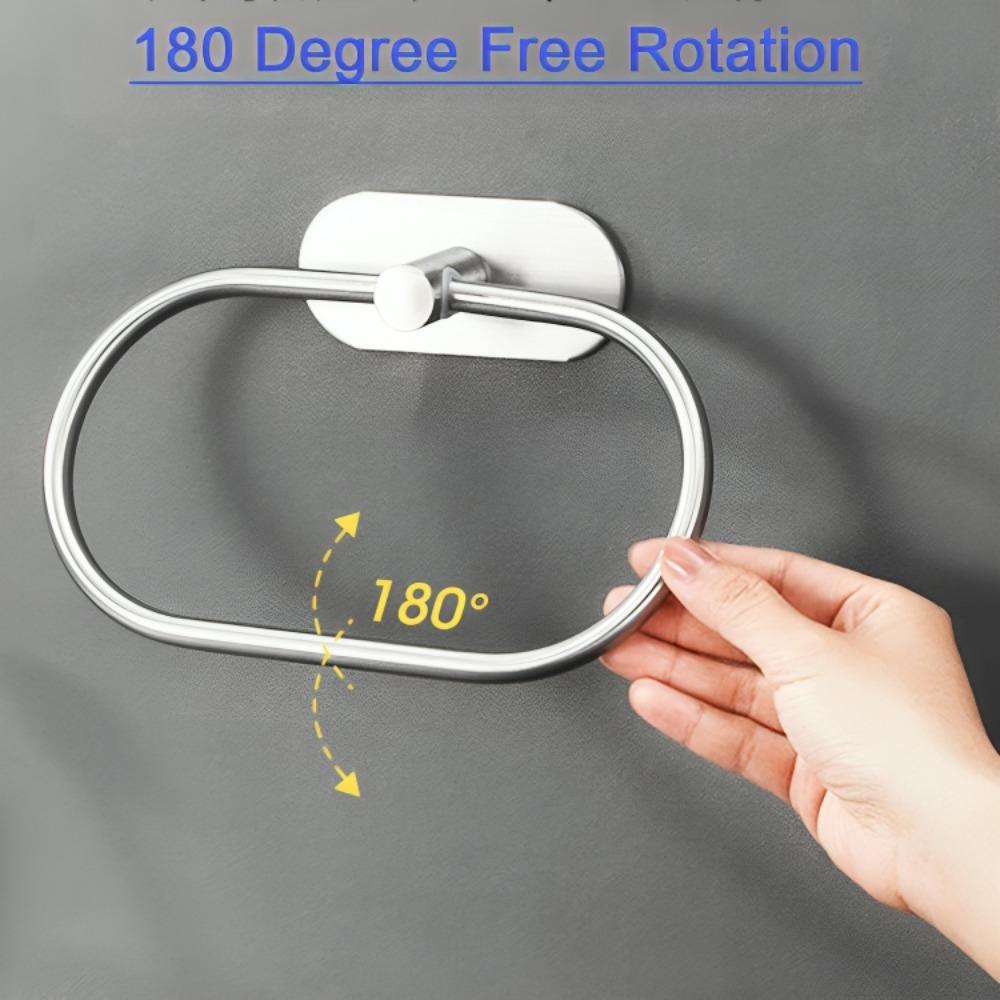 1PC Stainless Steel Bathroom Towel Ring Holder Wall Mounted Self Adhesive Rack for Towels No Drill Installation Gold Towel Rack