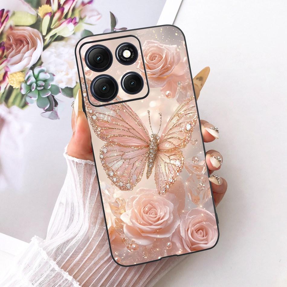 For Motorola Moto G86 Power Cute Flower Butterfly Cat Painted Case For Moto G86 G86Power Black Silicone Soft Phone Cases