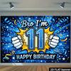 2D plane 11th birthday party backdrop cloth with cartoon style explosion of fists theme