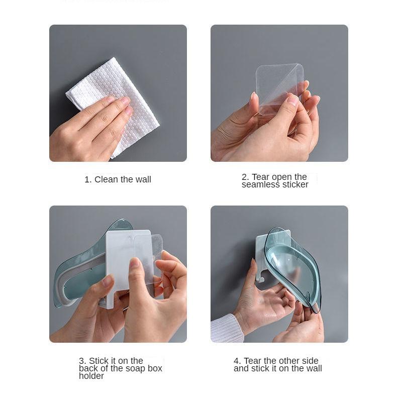 Мыльница Мыльница Настенная сливная полка для хранения в ванной комнате Держатель для мыла без перфорации