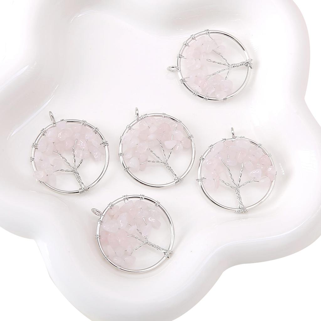 30mm Natural Gemstone Stone Beads Charms Tree Pendant DIY Jewelry Making Necklace Accessories