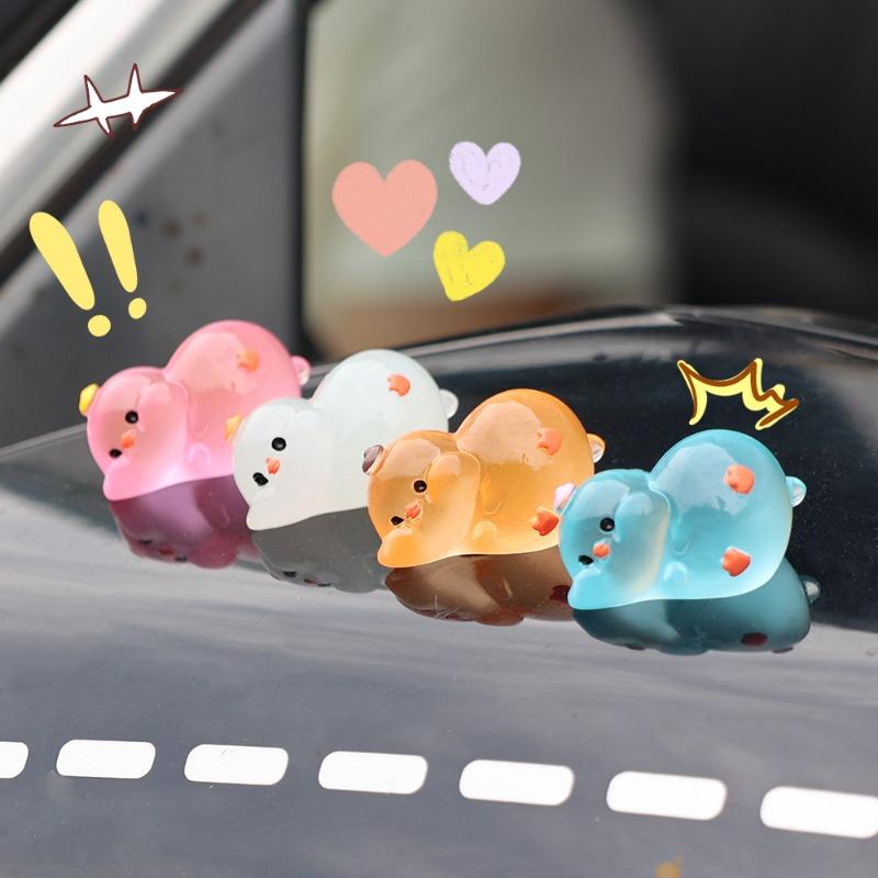New Luminous Cute Duck Car Ornaments Auto Centre Console Dashboard Mirror Decorations DIY Garden Micro Landscape Accessories