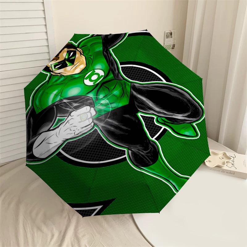 1pc Green Lantern Automatic Open/Close Umbrella Compact Folding Umbrella with 8-Rib Shaft lightweight esign, for Women/Men1205A