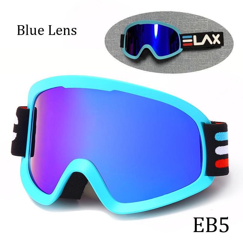 ELAX Brand New Double-Layer Anti-Fog Ski Goggles Outdoor Sports Three-Line Epoxy Full Coating Protective Goggles