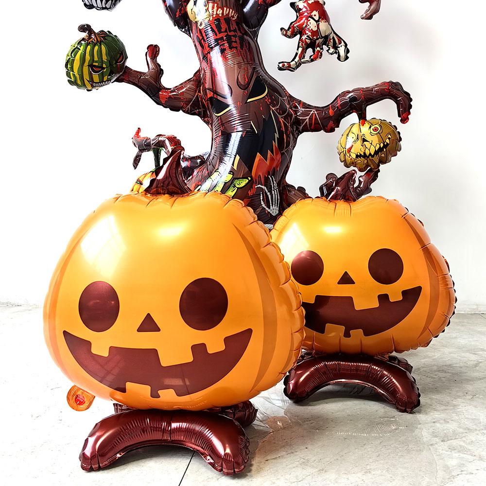 Halloween Pumpkin Inflatable Aluminum Foil Balloon Standing Pumpkin Balloon Happy Halloween Party Decoration Supplies