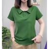 2024 Женская приталенная рубашка поло с лацканами фиолетового цвета, футболка с коротким рукавом, универсальная, больших размеров