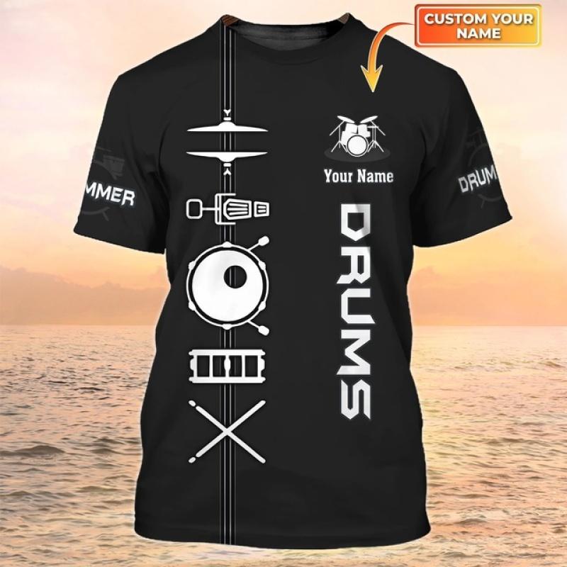 Модная мужская футболка с принтом барабана, повседневная рубашка большого размера с коротким рукавом и круглым вырезом, трендовая музыкальная эксклюзивная футболка в стиле Харадзюку, женские топы 2023