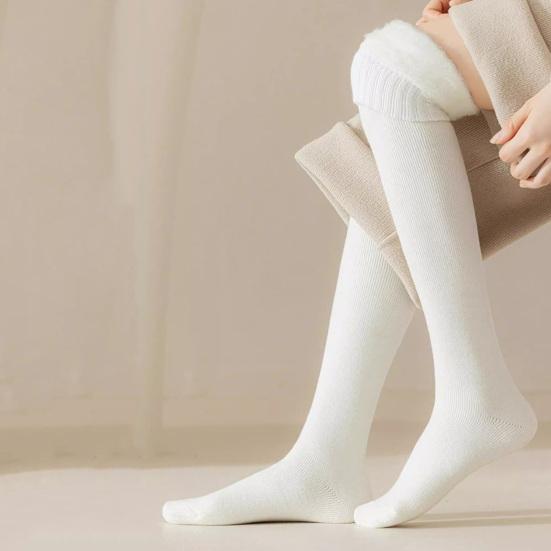 1 пара женских зимних носков, плюшевые гольфы, нескользящие однотонные теплые утолщенные чулки, теплые носки для разных случаев