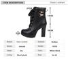 Fashion Brand Designers Autumn Winter New Women Shoes Black Heels Boots Lacing Platform Ankle Boots Chunky Heels Lace-up Botas White