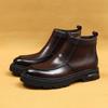 Зимние мужские ботинки челси короткие кожаные ботинки на воздушной подушке на платформе деловые повседневные британские кожаные ботинки