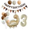 Vintage Dinosaur Cream Digital Aluminum Film Balloon Set Children'S Birthday Balloon Flag Party Scene Arrangement