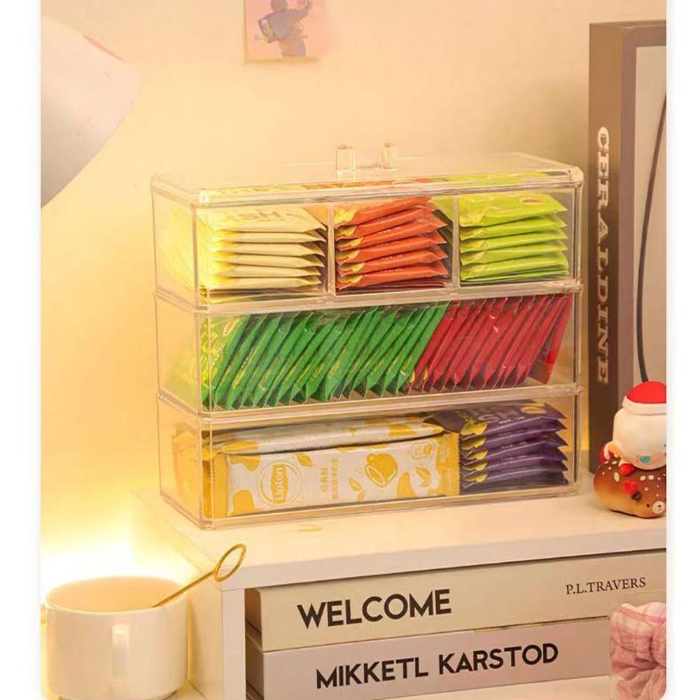 Прозрачный кухонный шкаф для кладовой 22*8,5*5,5 см, ящик для хранения чайных пакетиков, органайзер для чайных пакетиков, ванная комната